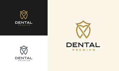 Wall Mural - dental king logo designs concept vector, luxury dental health logo symbol