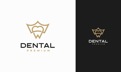 Wall Mural - dental king logo designs concept vector, luxury dental health logo symbol