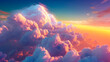 巨大な雲と夕焼けの荘厳な景色　Generative AI