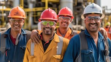 Wall Mural - Genarative AI Worker at the oil field , natural gas storage in the background.Refinery