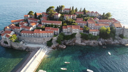 Wall Mural - Sveti Stefan, Montenegro. Aerial view.