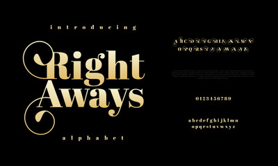 Canvas Print - Rightaways premium luxury elegant alphabet letters and numbers. Elegant wedding typography classic serif font decorative vintage retro. Creative vector illustration