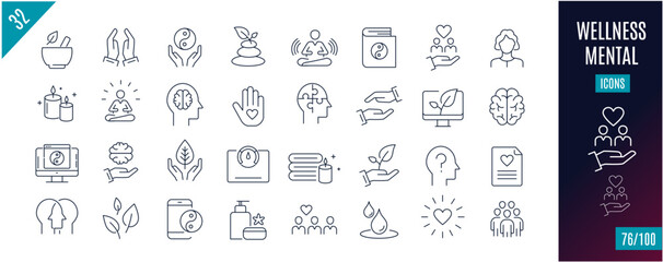 best collection meditation line icons