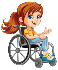 Canvas Print - Disable woman cartoon sitting on wheelchair