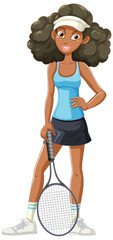 Wall Mural - Female Tennis Player with Racket