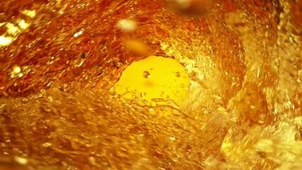 Poster - Super Slow Motion of Splashing Whiskey Wave Creating Tunnel Shape. Filmed on High Speed Cinema Camera, 1000 fps.