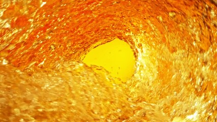 Poster - Super Slow Motion of Splashing Whiskey Wave Creating Tunnel Shape. Filmed on High Speed Cinema Camera, 1000 fps.