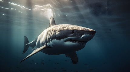 Wall Mural - The Great White Shark. Generative AI