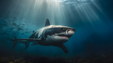 Wall Mural - The Great White Shark. Generative AI