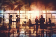 © prapann - Silhouette of business people work together in office. Concept of teamwork and partnership. double exposure with light effects. AI generatyve