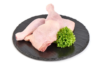 Sticker - Raw chicken leg quarters, isolated on white background. High resolution image.