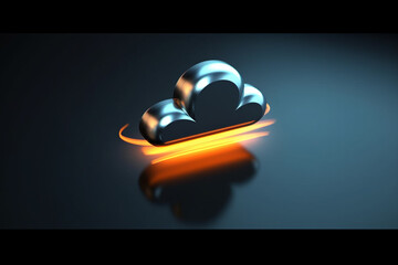 Poster - An animated cloud server download icon that showcases the process of downloading files from the cloud.. Generative AI technology.