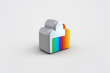 Poster - A minimalist interpretation of a cloud server download icon, emphasizing simplicity and clarity. Generative AI technology.