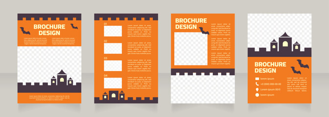 Wall Mural - Halloween party for school students blank brochure design. Template set with copy space for text. Premade corporate reports collection. Editable 4 paper pages. Myriad Pro, Cairo fonts used