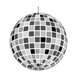 Mirror discoball icon. Shining night club sphere. Dance music party disco ball. Mirrorball in 70s 80s retro discotheque style. Nightlife symbol isolated on white background