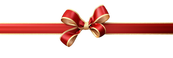 Wall Mural - red ribbon and bow with gold isolated against transparent background