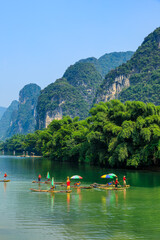 landscape of guilin, li river and karst mountains. located near yangshuo, guilin, guangxi, china.