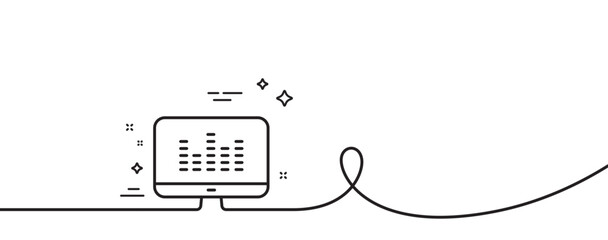 Music making line icon. Continuous one line with curl. DJ app sign. Musical device symbol. Music making single outline ribbon. Loop curve pattern. Vector
