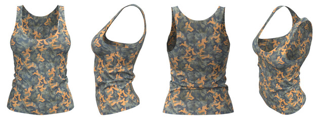 Wall Mural - Women's Tank Top.  Camouflage Sleeveless shirt