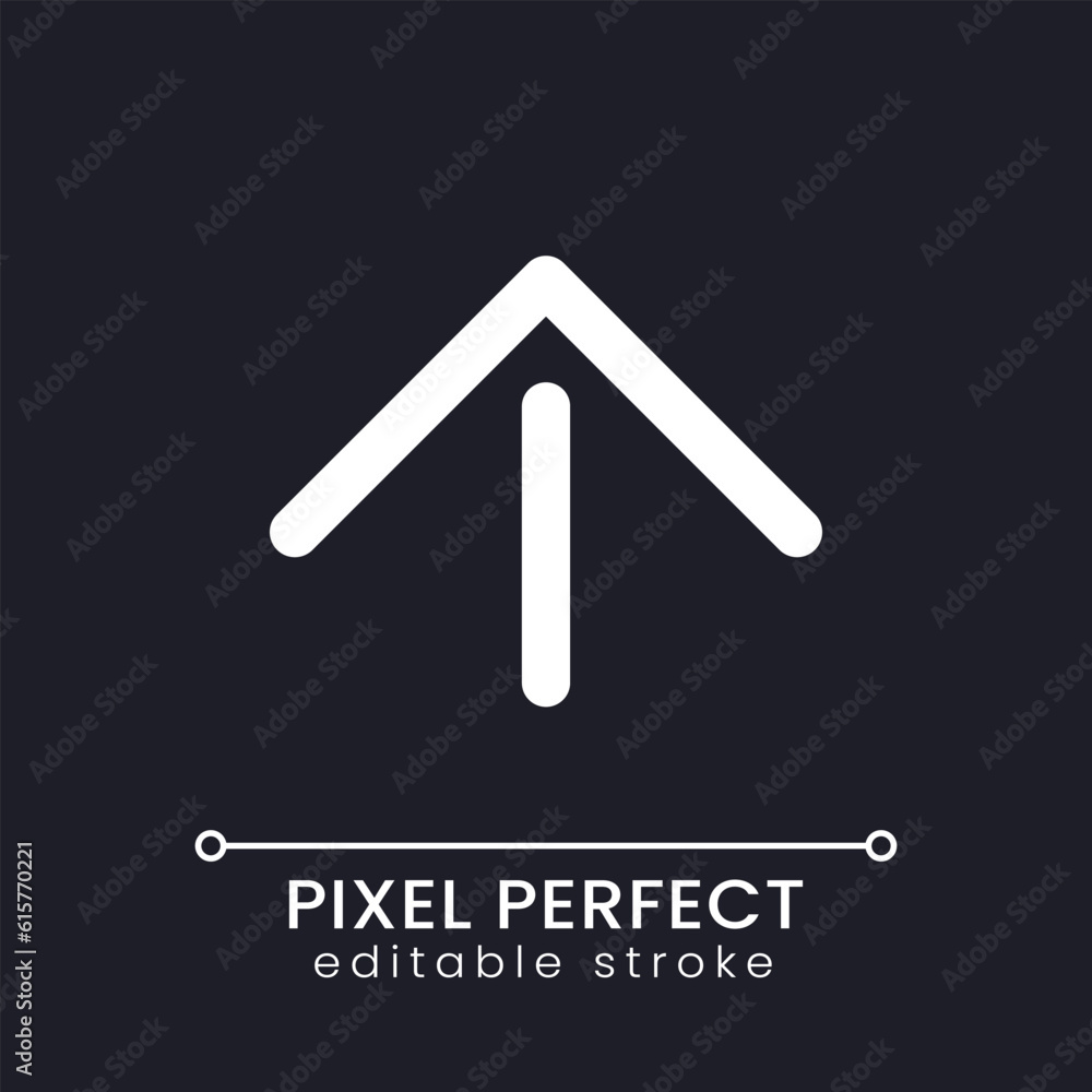 Vector de Stock Move upward pixel perfect white linear ui icon for dark ...