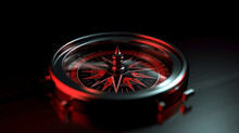 Red Modern Compass On Black
