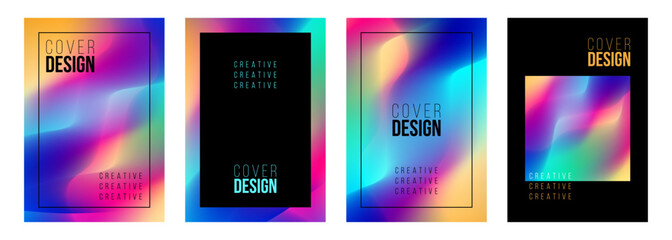 Fototapete - Set of cover designs. Abstract blurred backgrounds with vibrant colored gradients and black color. Graphic templates. Vector illustration.