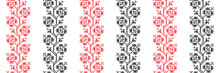 Ukrainian Dog-rose, Brier Embroidery Pattern In Red And Black Color. Pixel Art, Vyshyvanka, Cross Stitch. Ukrainian Ethnic, Folk Vector Dog-rose Pattern, Ornament, Print