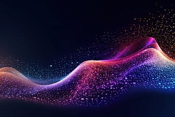 Wall Mural - Abstract Waving Particle Technology Background Design. Abstract wave moving dots flow particles, hi - tech and big data background design for brochures, flyers, llustration generative ai