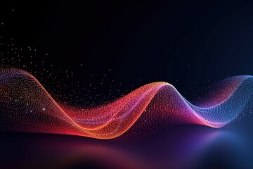 Wall Mural - Abstract Waving Particle Technology Background Design. Abstract wave moving dots flow particles, hi - tech and big data background design for brochures, flyers, llustration generative ai