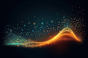 Wall Mural - Abstract Waving Particle Technology Background Design. Abstract wave moving dots flow particles, hi - tech and big data background design for brochures, flyers, llustration generative ai