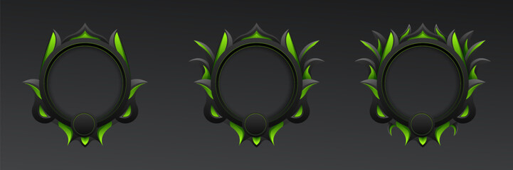 Wall Mural - abstract green and black game avatar gui frames set for game ui design