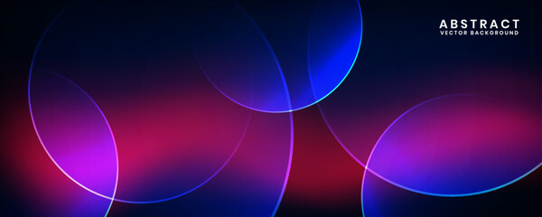 Wall Mural - 3D blue red techno abstract background overlap layer on dark space with glowing circles effect decoration. Modern graphic design element future style concept for banner, flyer, card, or brochure cover