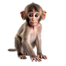 Baby Monkey Shot , Isolated On Transparent Background Cutout