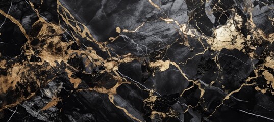 Wall Mural - luxury black gold marble stone texture surface background. generative ai technology.