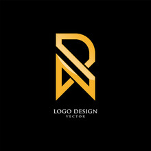 R Symbol In Line Art Gold Monogram Logo Design