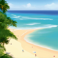 beach illustration sun clean simple tropica