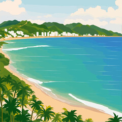 beach illustration sun clean simple tropica