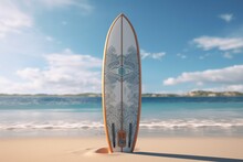 Surfboard On The Beach At Sunday By Generative Ai