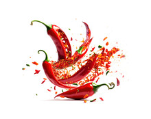 Falling Bursting Chili Peppers Png