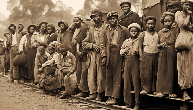 african american slaves family or group of black slaves. representing five generations all born on t