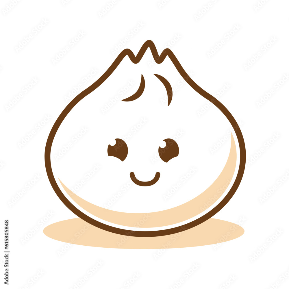Dim sum Dumpling cute cartoon character with smile face vector flat art ...