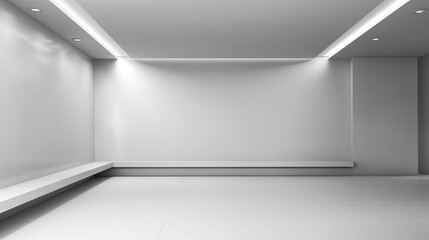Wall Mural - empty light abstract interior design background. white geometrical textured wall with beautiful ligh