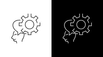 Wall Mural - Gear Brain Emotions Doodle Icon outline Button Design