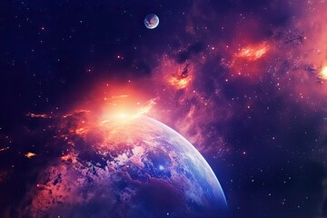  Space abstract background with a planet Generative AI