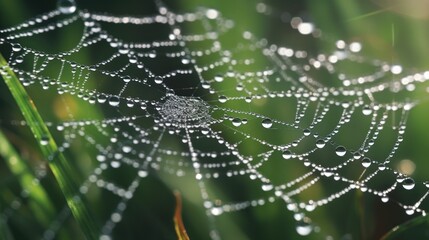 spider web with dew drops