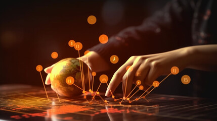 Wall Mural - data scientist, analyzing financial data on futuristic virtual interface. algorithm. global business