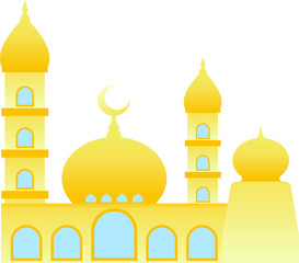 Wall Mural - Mosque vector illustration. Shiny mosque icon for sign and symbol of muslim worship place. Mosque gradient icon of islam religion and muslim faith. Place of muslim to pray