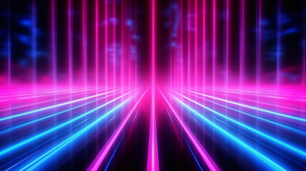 Wall Mural - abstract background with pink blue neon lines glowing in ultraviolet light. data transfer concept. d