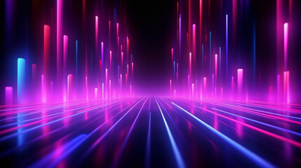 Wall Mural - abstract background with pink blue neon lines glowing in ultraviolet light. data transfer concept. d