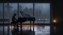 Silhouette Of A Person Playing The Piano